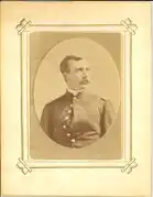 Albumen, card-mounted photograph of Bates in bust view, taken in Boston circa 1865