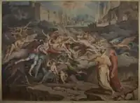 Joseph Anton Koch: Dante and Virgil in the Second Circle in Hell, pen, ink and watercolor on paper, 1823