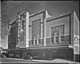 The Astor Theatre front facade. Black and white photo, 1936.