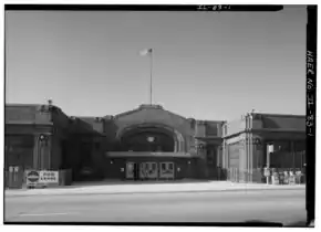 Westclox plant: "Big Ben" entry on north facade, looking south (taken 1960)