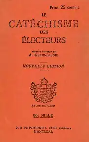 Cover of a book titled Le catéchisme des électeurs