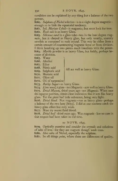Michael Faraday first noted that dried blood is not magnetic and "Must try recent fluid blood." in diary dated 8th November 1845. This was cited in Pauling & Coryell (1945).